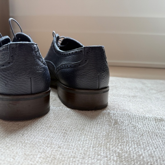 Savitti Made in Italy Men’s Navy Leather Wingtip Oxford Dress Shoes (Size 40) - Picture 5 of 8